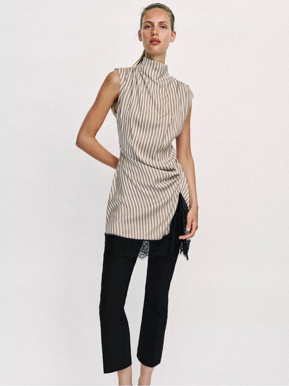 Zara striped lace mini dress NWT